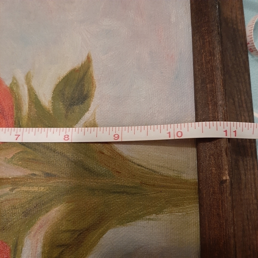 VTG SIGNED HAND PAINTED ROSE ON CANVAS. - Picture 9 of 14